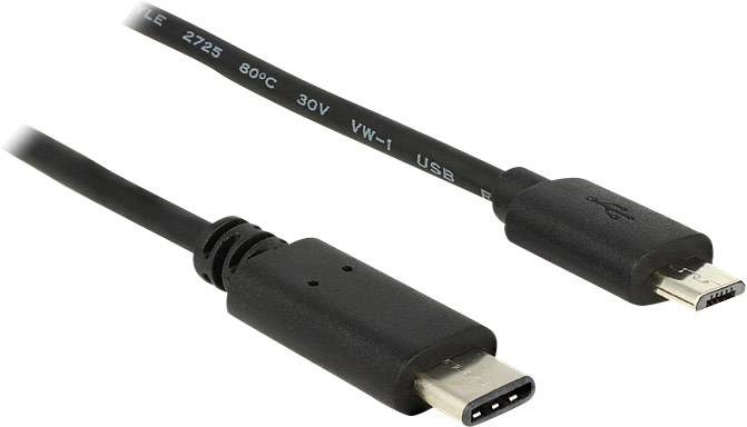 Delock USB kabel USB 2.0 USB-C ® zástrčka, USB Micro-B zástrčka 1.00 m černá  83602