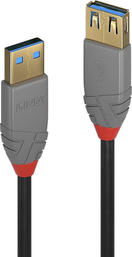 LINDY USB kabel USB 3.2 Gen1 (USB 3.0 / USB 3.1 Gen1) USB-A zástrčka, USB-A zásuvka 3.00 m černá  36763