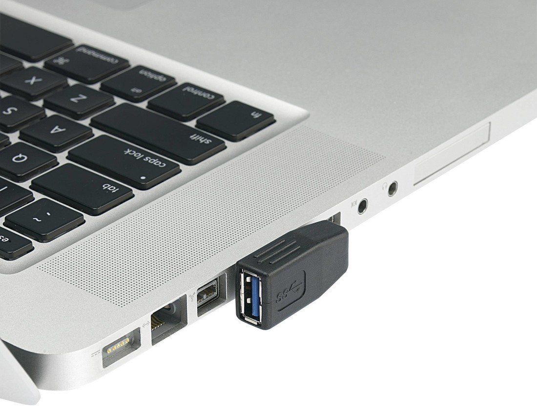 Adaptér USB 3.0 Renkforce, zástrčka A ⇔ zásuvka A, bočně zahnutá o 90 ° doleva