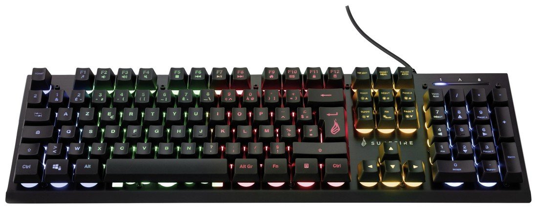 Surefire Gaming KingPin X2 kabelový, USB Herní klávesnice s podsvícením, tlačítka multimédií AZERTY černá