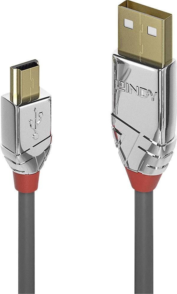 LINDY USB kabel USB 2.0 USB-A zástrčka, USB Mini-B zástrčka 3.00 m šedá  36633