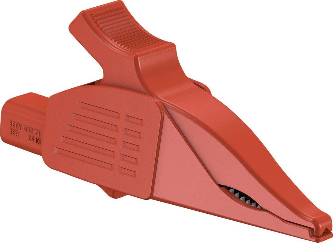 Stäubli XDK-1033/I-2 bezpečnostní krokosvorka, konektor 4 mm, CAT IV, červená