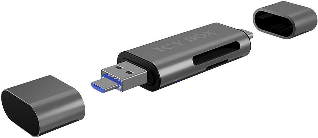 ICY BOX    externí čtečka paměťových karet    USB-C®, USB 3.2 Gen 1 (USB 3.0), microUSB 2.0  antracitová
