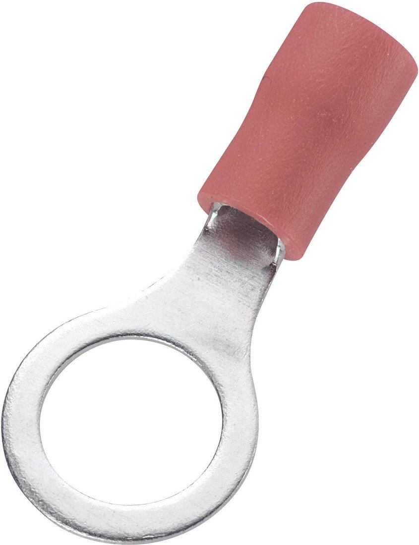 TRU COMPONENTS 746762 kulaté kabelové oko  Průřez (max.)=1.50 mm² Ø otvoru=8.4 mm částečná izolace červená 100 ks