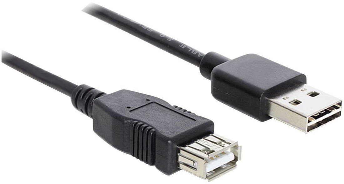 Delock USB kabel USB 2.0 USB-A zástrčka, USB-A zásuvka 3.00 m černá oboustranně zapojitelná zástrčka, pozlacené kontakty, UL certifikace 83372
