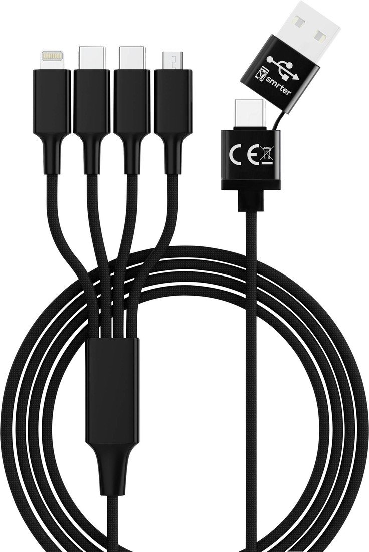 Smrter Nabíjecí kabel USB  USB-A zástrčka, USB-C ® zástrčka, USB-C ® zástrčka, Apple Lightning konektor, USB Micro-B zástrčka 1.20 m černá  SMRTER_ELITE_C_BK