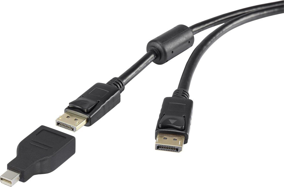 Renkforce Mini-DisplayPort  / DisplayPort kabelový adaptér Mini DisplayPort konektory, Konektor DisplayPort 0.50 m černá  pozlacené kontakty, s feritovým jádrem Kabel DisplayPort