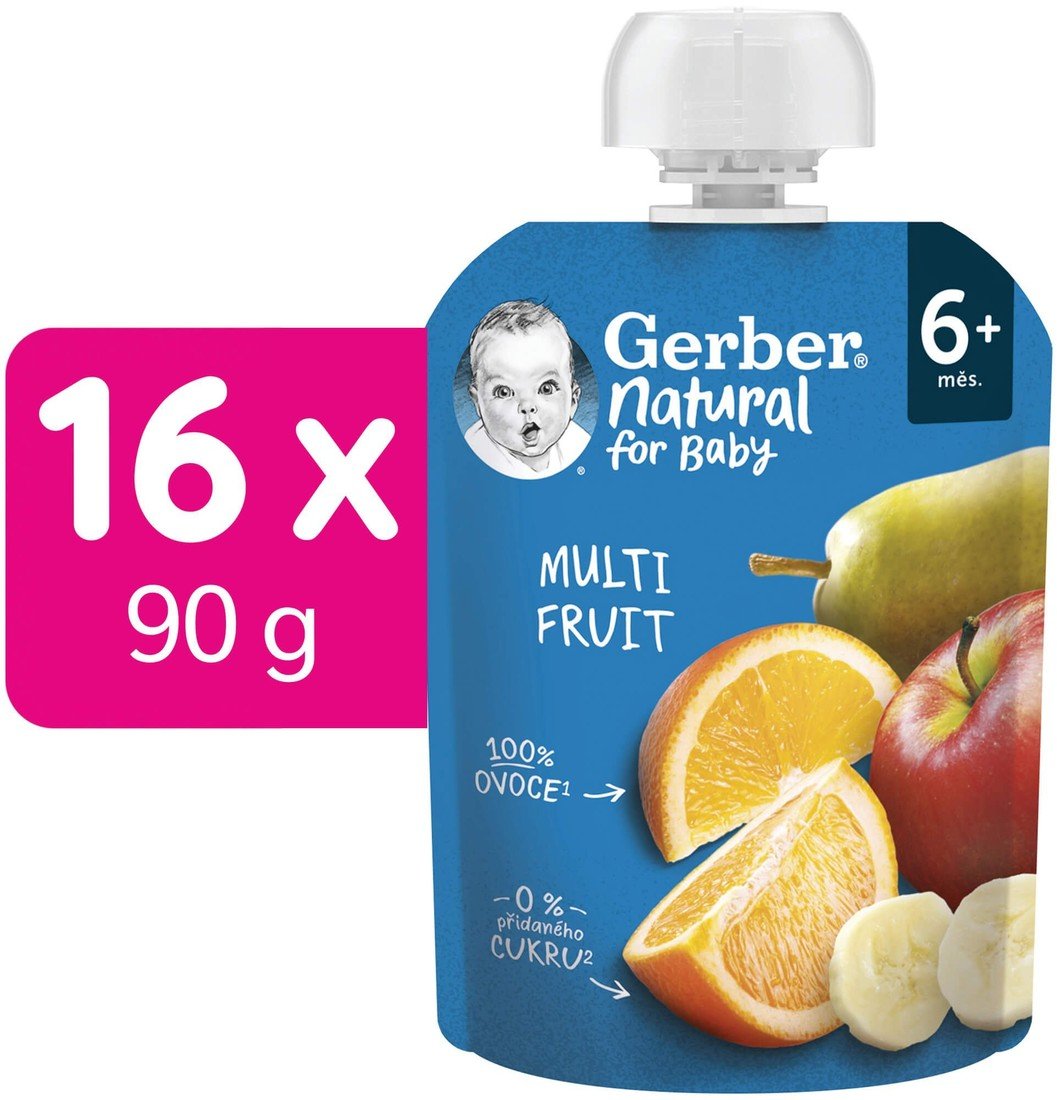 Gerber Natural kapsička multifruit 16x90 g