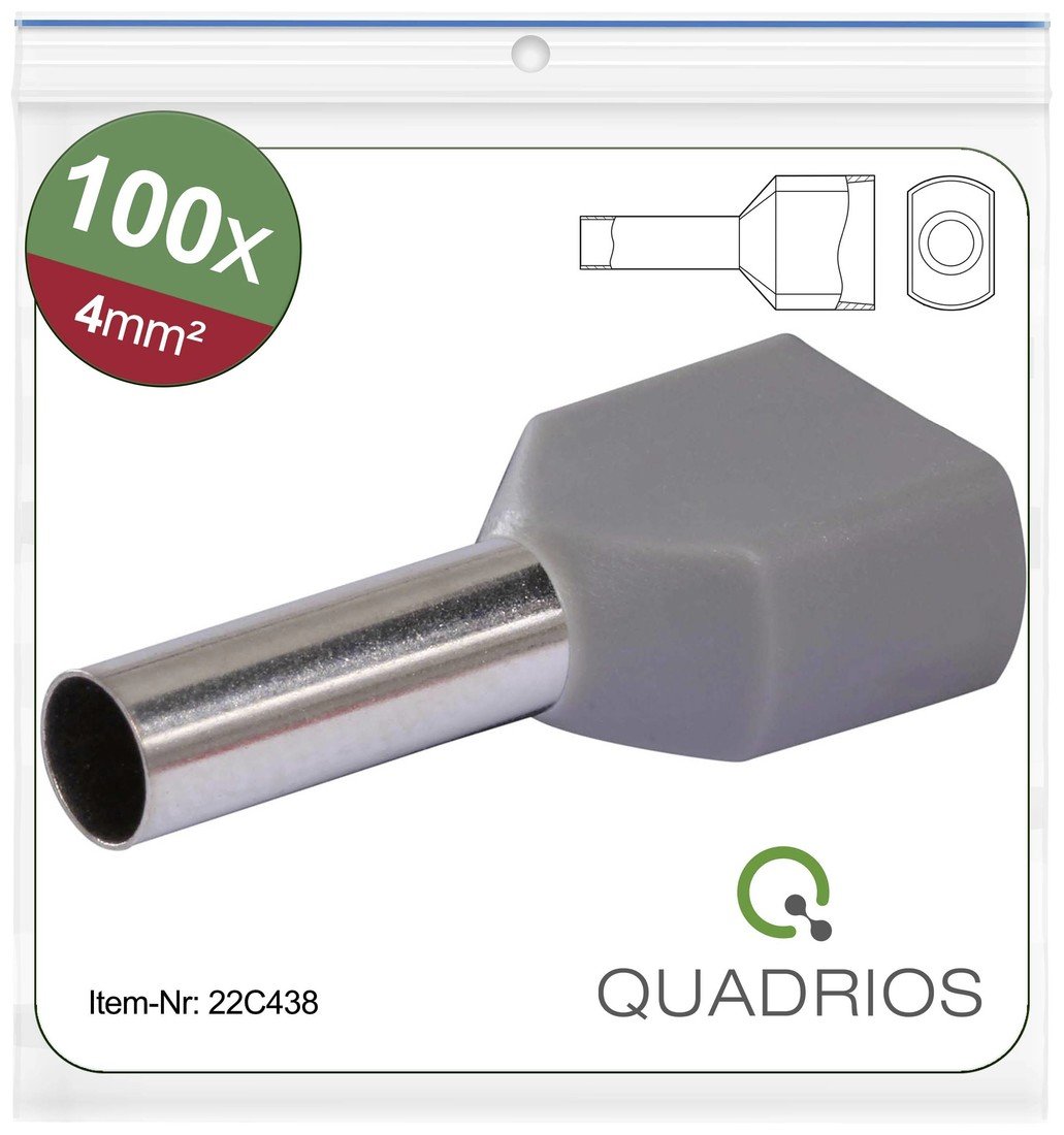 Quadrios 22C438 dutinka 4 mm² částečná izolace šedá 1 sada
