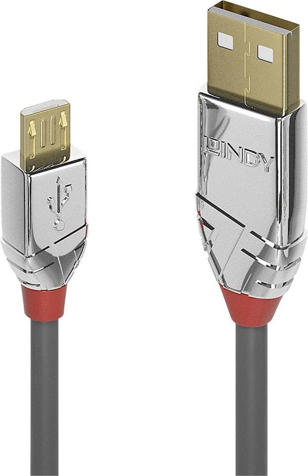 LINDY USB kabel USB 2.0 USB-A zástrčka, USB Micro-B zástrčka 3.00 m šedá  36653