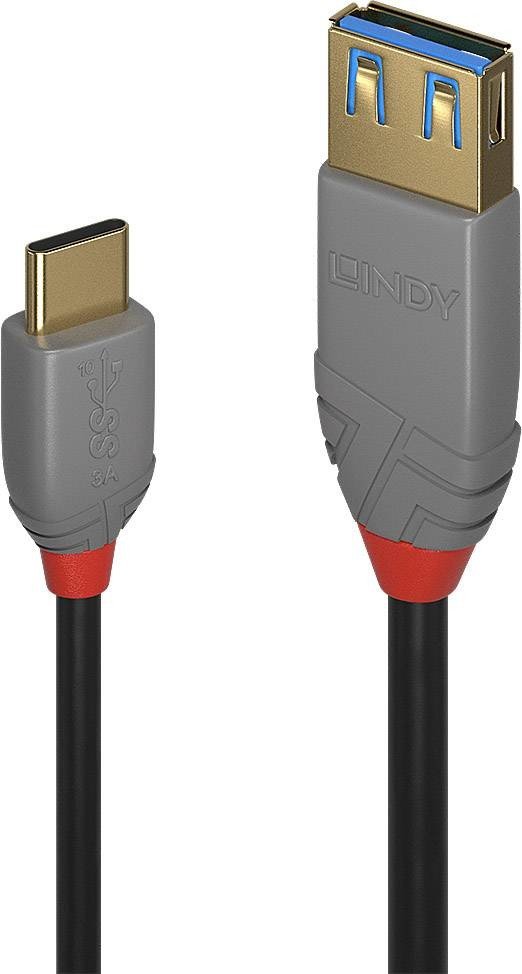 LINDY USB kabel USB 3.2 Gen1 (USB 3.0 / USB 3.1 Gen1) USB-A zásuvka, USB-C ® zástrčka 0.15 m černá  36895