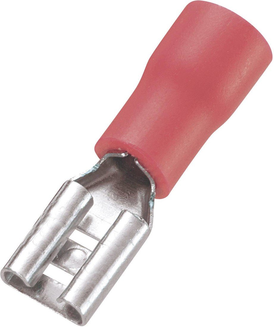 TRU COMPONENTS 745122 faston zásuvka Šířka zástrčky: 4.8 mm Tloušťka konektoru: 0.5 mm 180 ° částečná izolace červená 100 ks