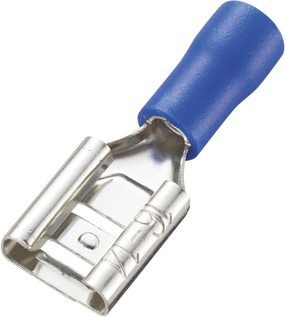 TRU COMPONENTS 737509 faston zásuvka  Šířka zástrčky: 8.0 mm Tloušťka konektoru: 0.8 mm 180 ° částečná izolace modrá 100 ks