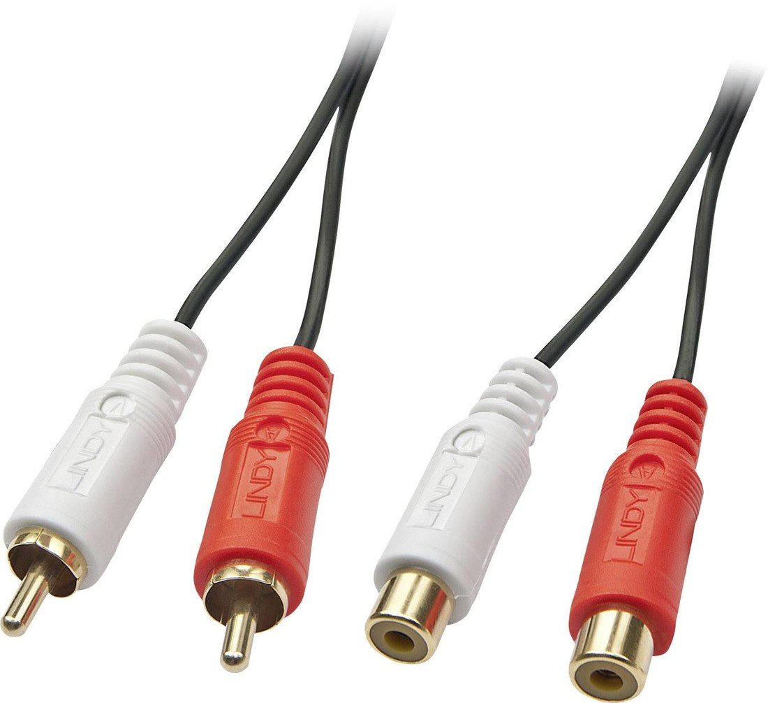 LINDY 35671 cinch audio prodlužovací kabel [2x cinch zástrčka - 2x cinch zásuvka] 2.00 m černá