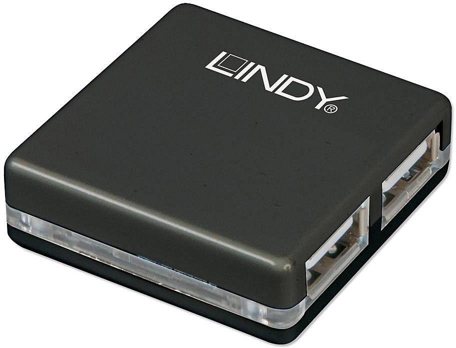 LINDY LINDY USB 2.0 Mini Hub 4 Port, 4x4cm 4 porty USB 2.0 hub  černá