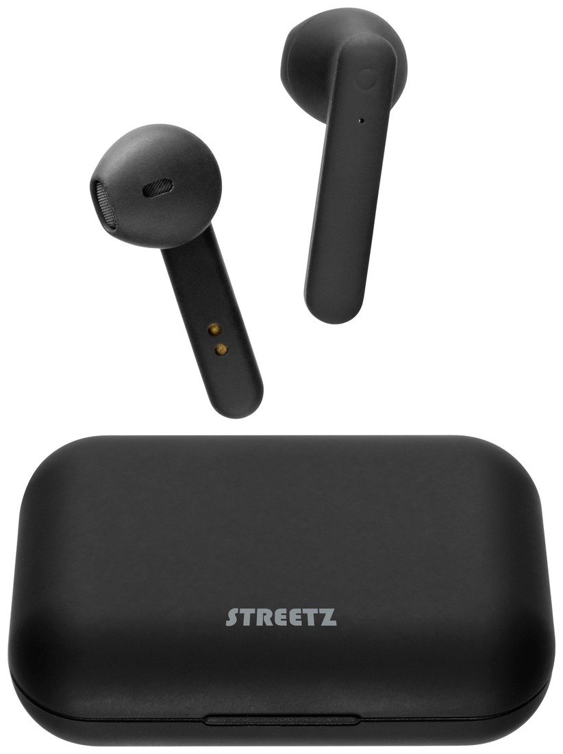 STREETZ TWS-104  In Ear Headset Bluetooth® stereo černá  Indikátor nabití, headset, Nabíjecí pouzdro, dotykové ovládání