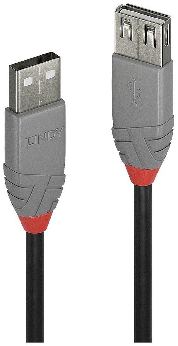 LINDY USB kabel USB 2.0 USB-A zástrčka, USB-A zásuvka 3.00 m černá, šedá  36704