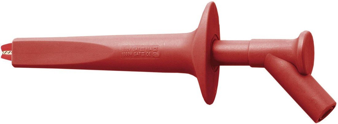 Stäubli AB200 bezpečnostní krokosvorka, konektor 4 mm, CAT IV 1000 V, červená