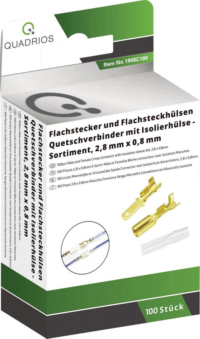 Quadrios 1908C180 krimpovací sada 1.50 mm² 0.50 mm² mosaz, transparentní 100 díly