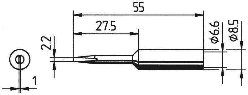 Ersa 0832KDLF pájecí hrot dlátový, prodloužený Velikost hrotů 2.2 mm  Obsahuje 1 ks
