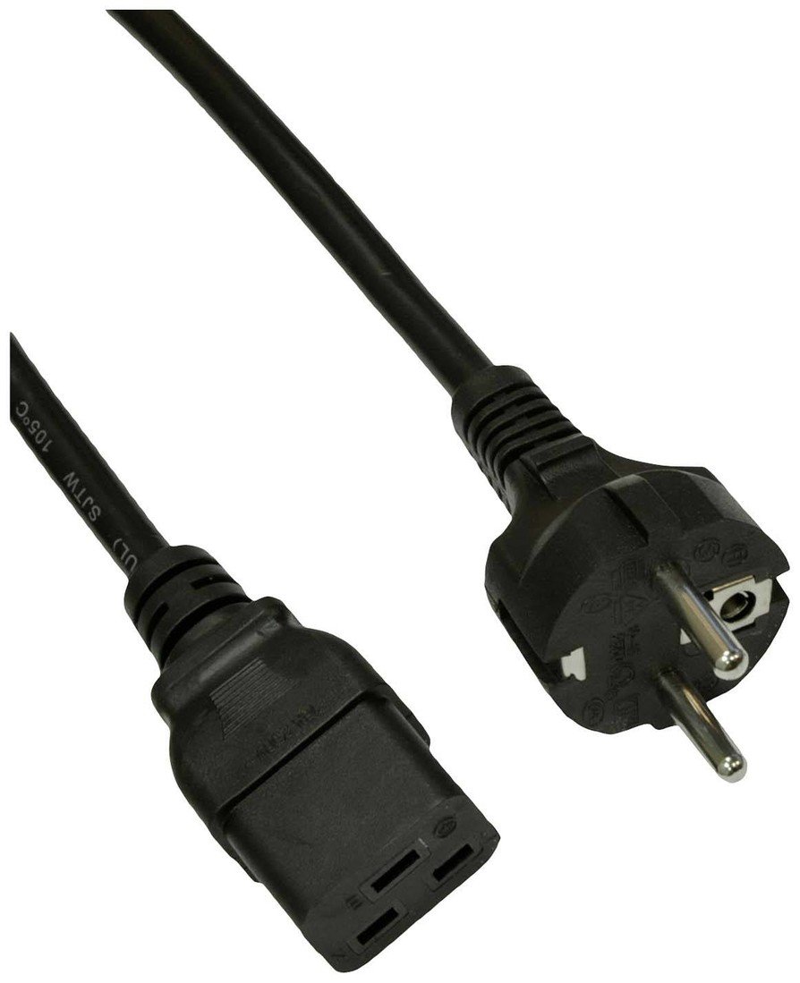 Akyga napájecí kabel [1x IEC C19 zásuvka 16 A - 1x zástrčka s ochranným kontaktem] 1.80 m černá
