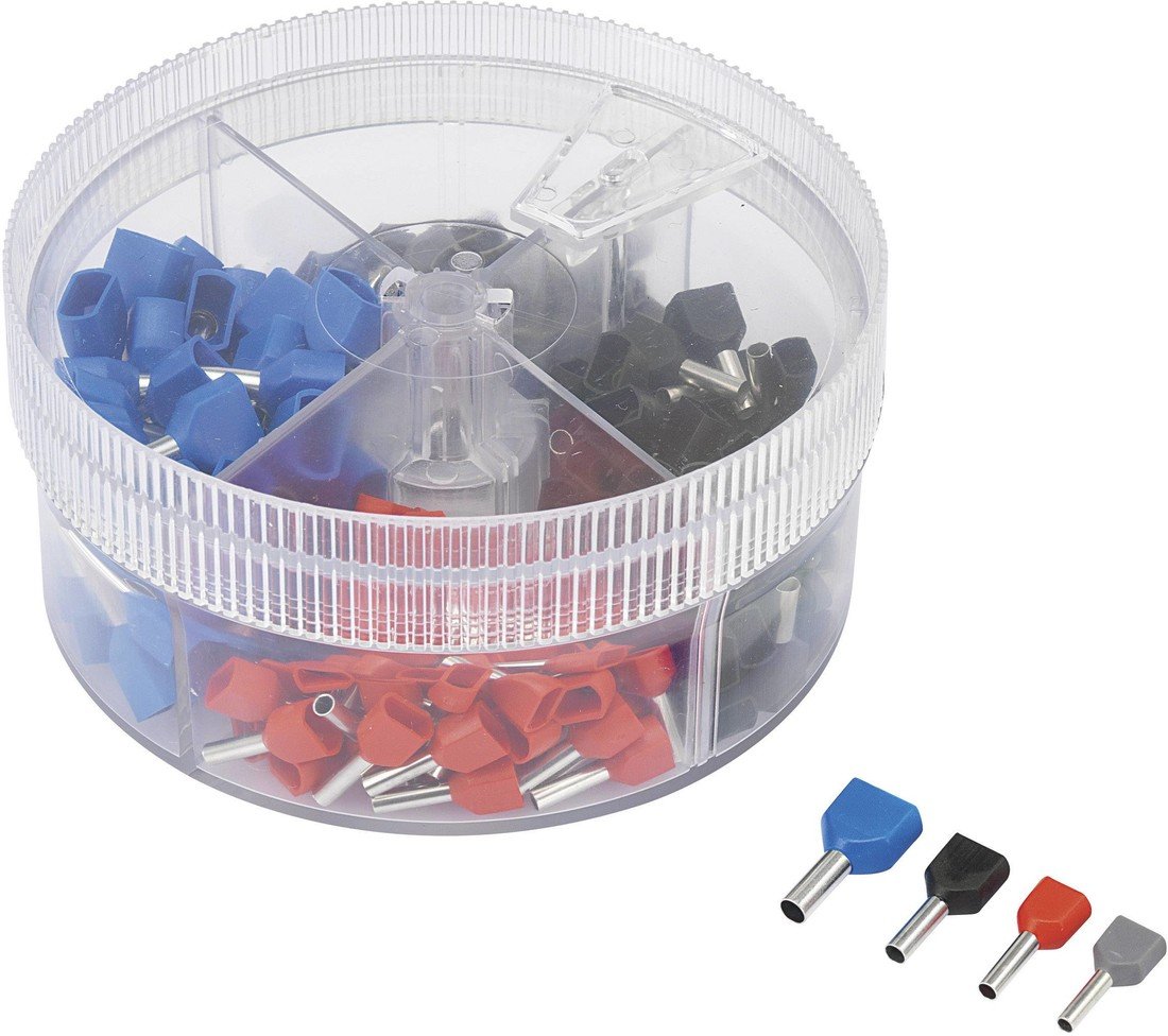 TRU COMPONENTS 739884 sada 2násobných dutinek 0.50 mm² 2.50 mm² šedá, červená, černá, modrá 200 ks