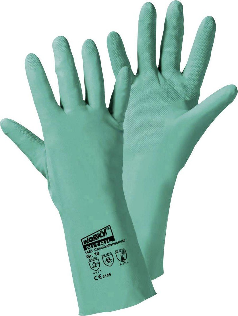 L plus D 1463-9 Kemi nitril rukavice pro manipulaci s chemikáliemi  Velikost rukavic: 9, L EN 388, EN 374 CAT II 1 pár