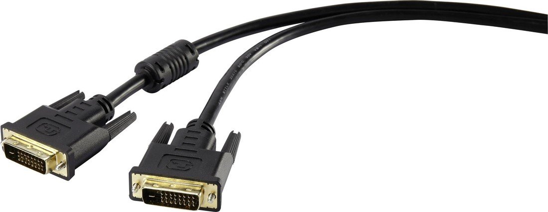 Renkforce DVI kabel DVI-D 24 plus 1pol. Zástrčka, DVI-D 24 plus 1pol. Zástrčka 1.80 m černá RF-4212195 s feritovým jádrem, pozlacené kontakty DVI kabel