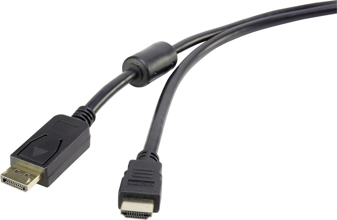 Renkforce DisplayPort / HDMI kabelový adaptér Konektor DisplayPort, Zástrčka HDMI-A 1.80 m černá RF-4382727 s feritovým jádrem, pozlacené kontakty Kabel DisplayPort