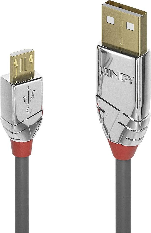 LINDY USB kabel USB 2.0 USB-A zástrčka, USB Micro-B zástrčka 2.00 m šedá  36652