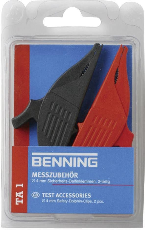 Benning TA 1 sada bezpečnostních krokosvorek, konektor 4 mm, CAT III 1000 V, červená, černá