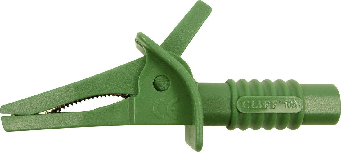 Cliff FCR7942 bezpečnostní krokosvorka, konektor 4 mm, CAT II 1000 V, CAT III 600 V, zelená