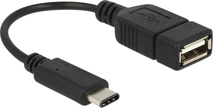 Delock USB kabel USB 2.0 USB-C ® zástrčka, USB-A zásuvka 0.15 m černá  65579