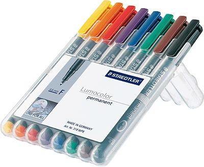 Staedtler popisovač fólií Lumocolor F permanent 318 318 WP8 modrá, hnědá, žlutá, zelená, oranžová, červená, černá, fialová