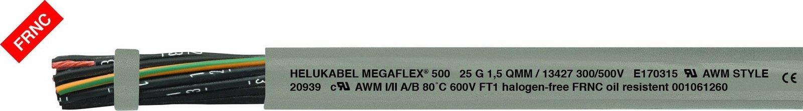 Helukabel MEGAFLEX® 500 řídicí kabel 2 x 1.50 mm² šedá 13414 metrové zboží