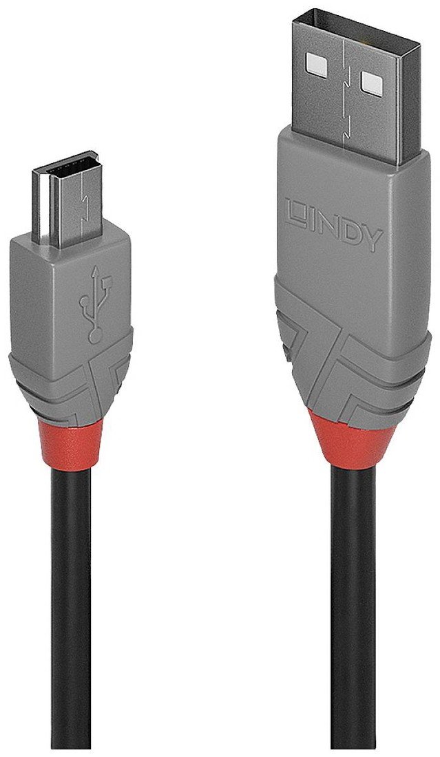 LINDY USB kabel USB 2.0 USB-A zástrčka, USB Mini-B zástrčka 5.00 m černá  36725