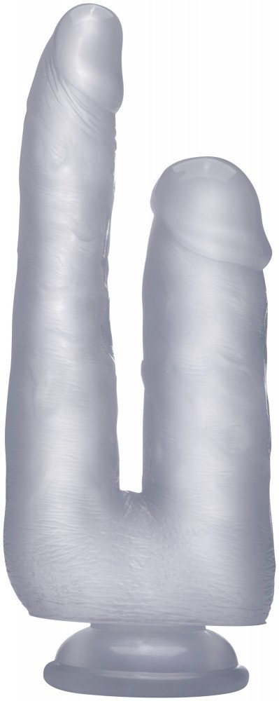 Realistic Double Cock - 9 Inch - Translucent