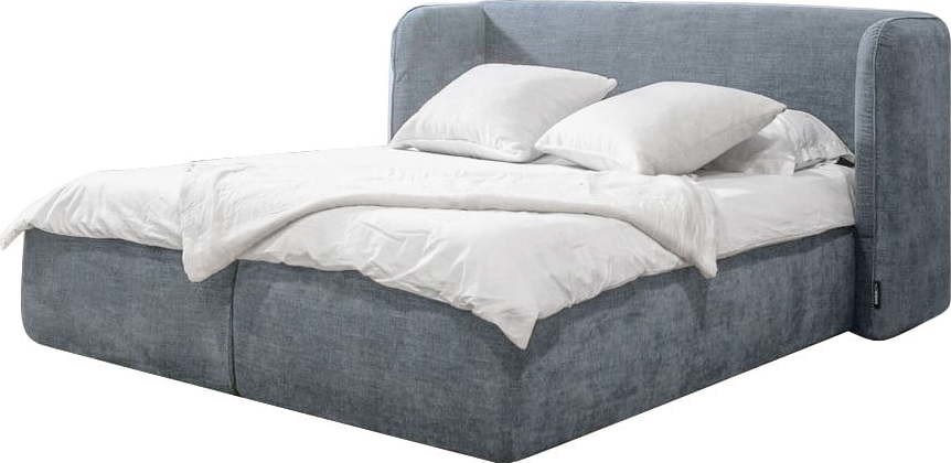 Světle šedá čalouněná dvoulůžková postel s úložným prostorem s roštem 160x200 cm Louise – Bobochic Paris