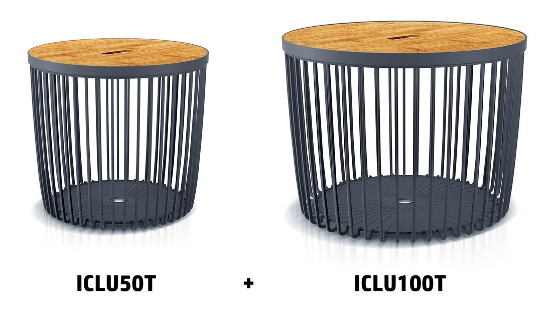 PRO Set 2 univerzálních košů CLUBO s bambusovými víky 50+100l antracit