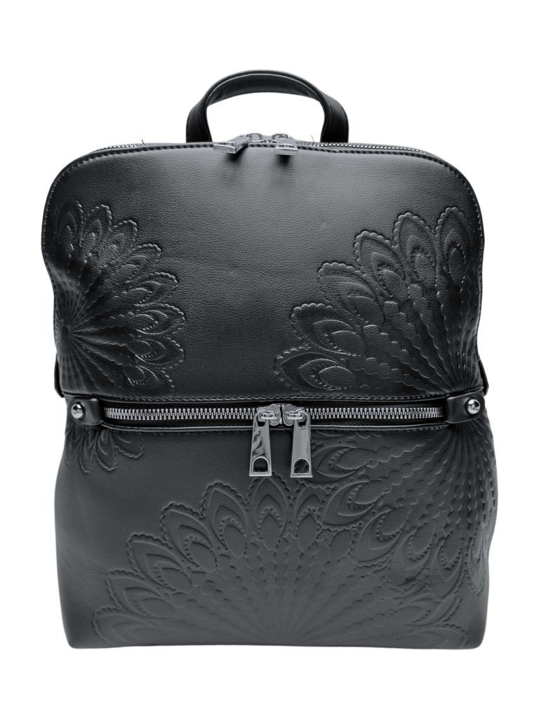Černý dámský batoh s ornamenty