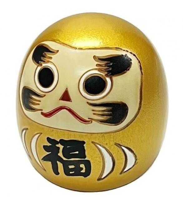 JPa Japonská panenka Kokeshi Daruma Gold, 6 cm