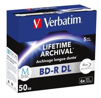 VERBATIM M-DISC BD-R DL 50GB, 6x, jewel case 5 ks