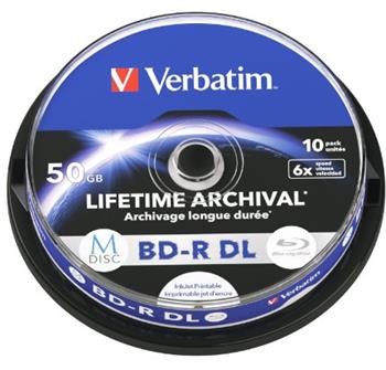 VERBATIM M-DISC BD-R DL 50GB, 6x, printable, spindle 10 ks