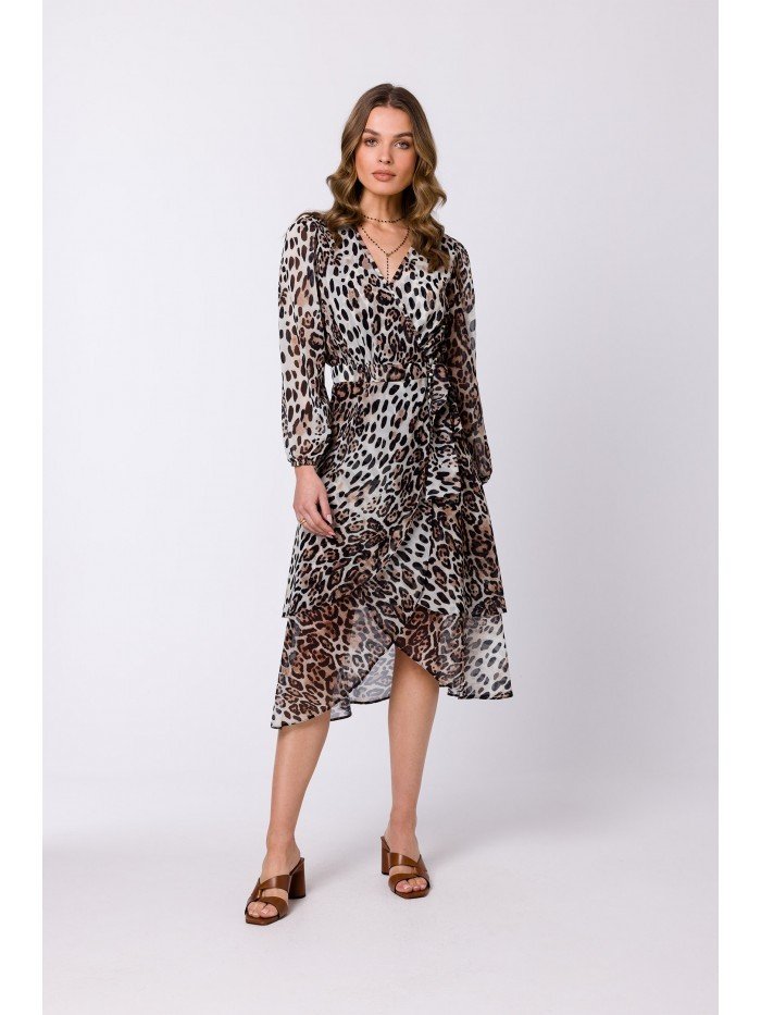 Style Dámské midi šaty Numeak S341 leopard L