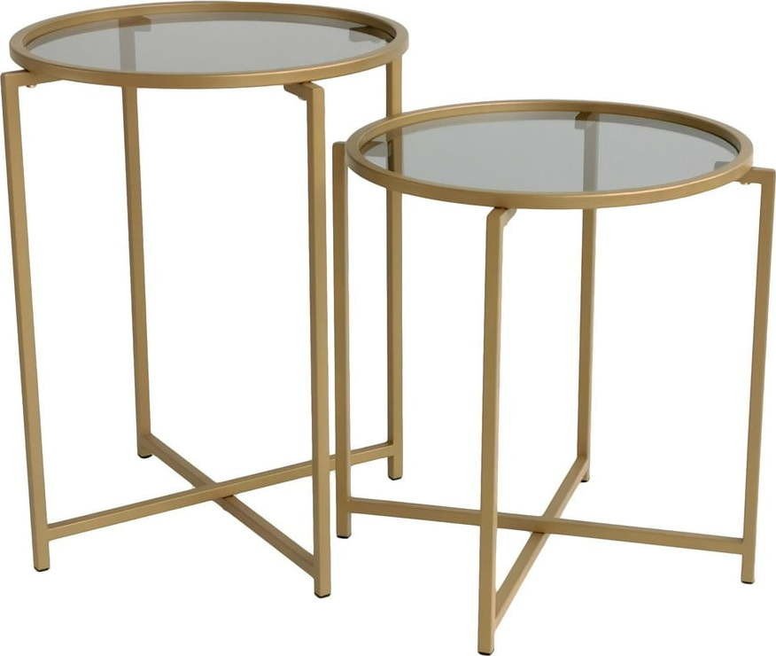 Kulaté odkládací stolky v sadě 2 ks ø 50 cm Gold – Neostill
