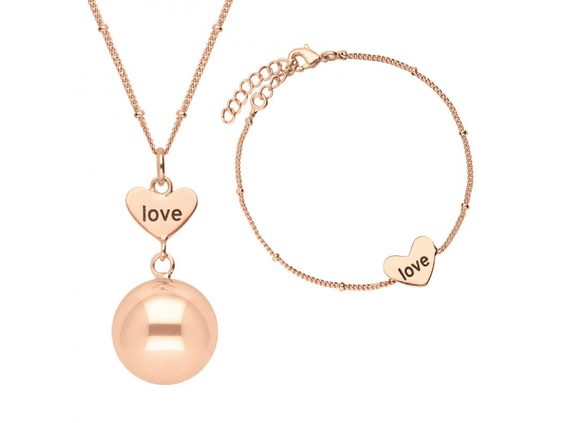 Babylonia BOLA SET 1 heart and love engraving in rose gold plating