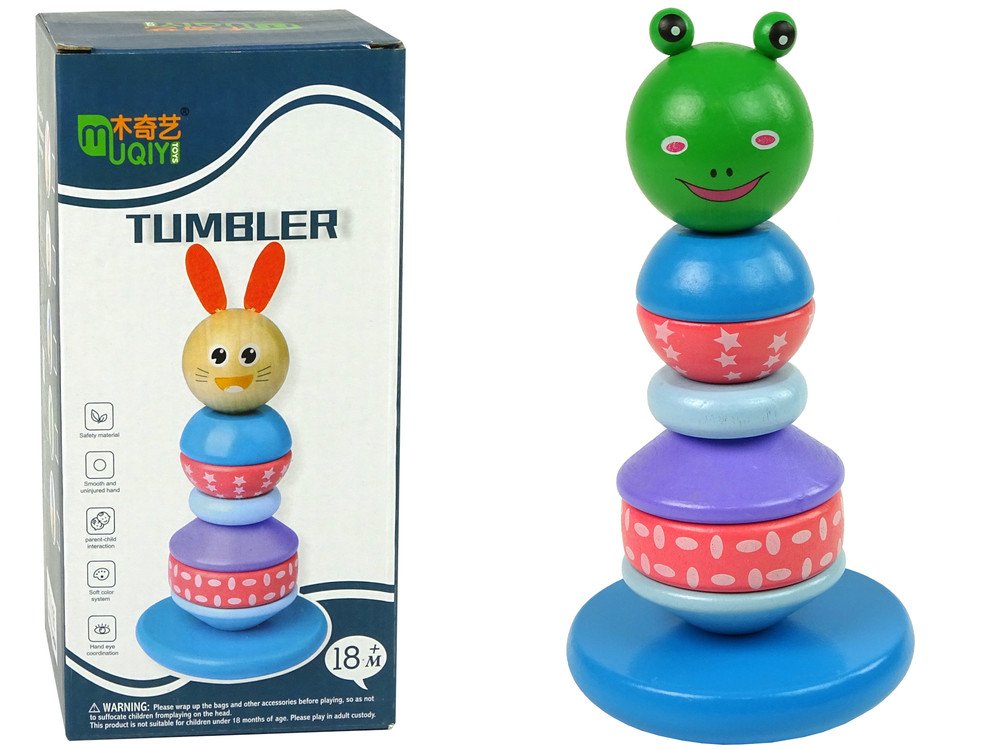 mamido Dřevěná skládací balanční věž žába