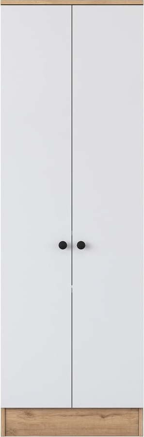 Bílá/přírodní šatní skříň v dekoru ořechu 60x183 cm Theresa – Kalune Design
