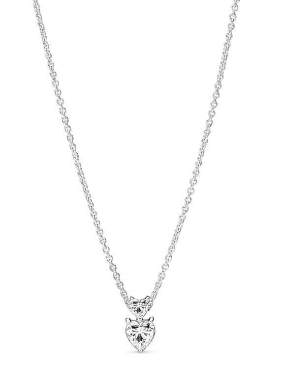 Pandora Něžný stříbrný náhrdelník Dvojité srdce 391229C01-45