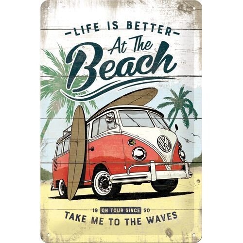 Postershop Plechová cedule VW - Life is Better at the Beach, ( x  cm)